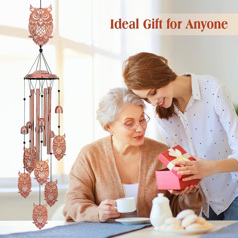 EZTZEN Owl Wind Chimes Outdoor Owl Gifts for Women/Men/Mom/Wife/Grandma Birthday Gifts Memorial Gift Metal WindChimes for Outside/Indoors, Lawn, Patio, Home, Porch, Yard Decor, Garden Decorations - Image 3